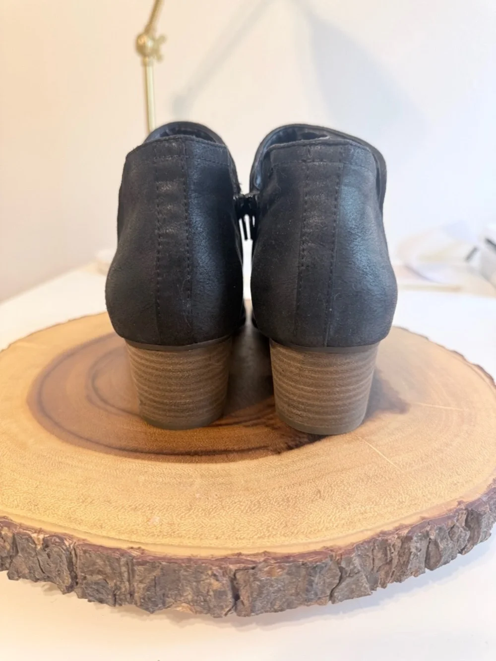 🐣5/$25-Fergie Women’s Black Faux Suede Low Heel Ankle Booties - Picture 7 of 8